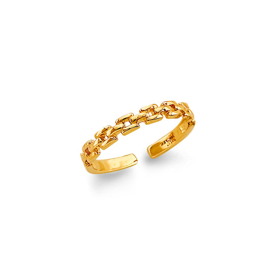 Anillo de dedo del pie de amor, amor, amor de oro macizo de 14 quilates