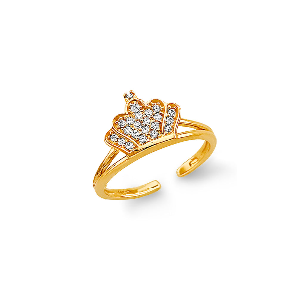 14k solid crown cz toe ring