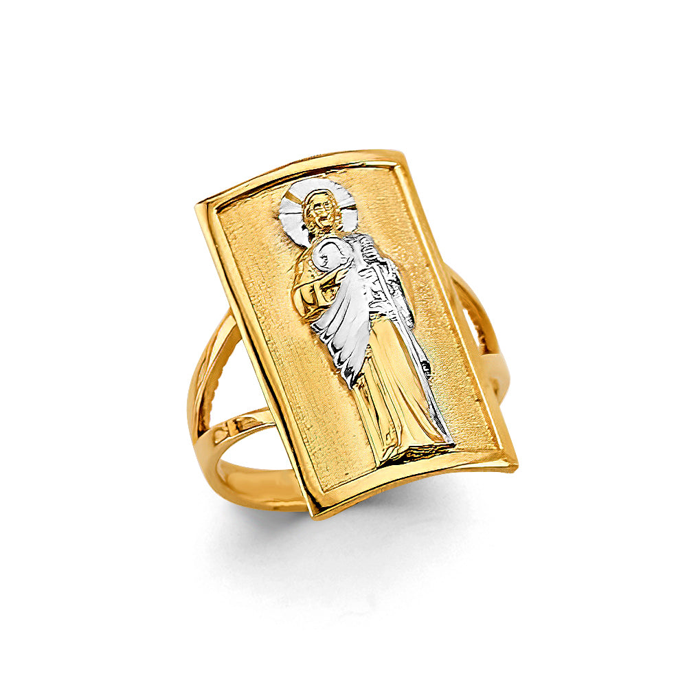 14k gold womens two tone san judas ring