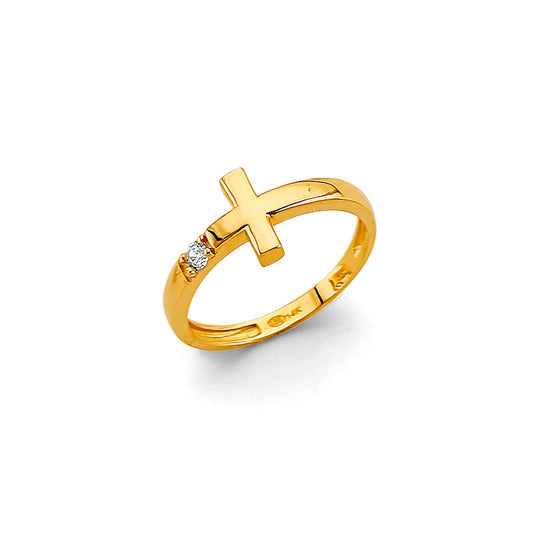 14k gold baby cross cz ring or womens pinky ring (copy)