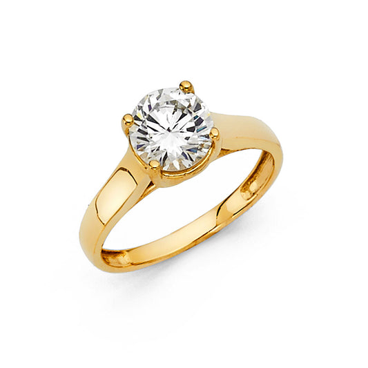 14k solid gold round cut cz womens engagement wedding ring