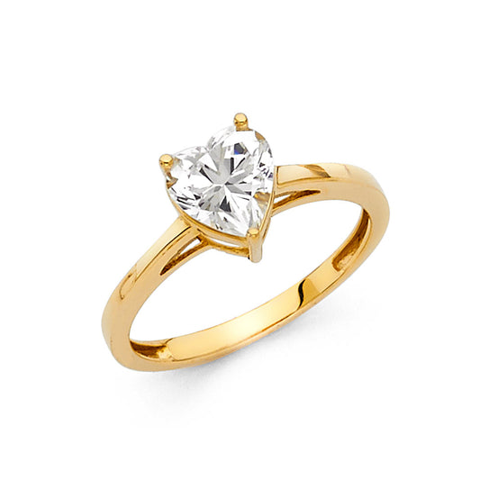14k gold heart cut cz engagement wedding ring