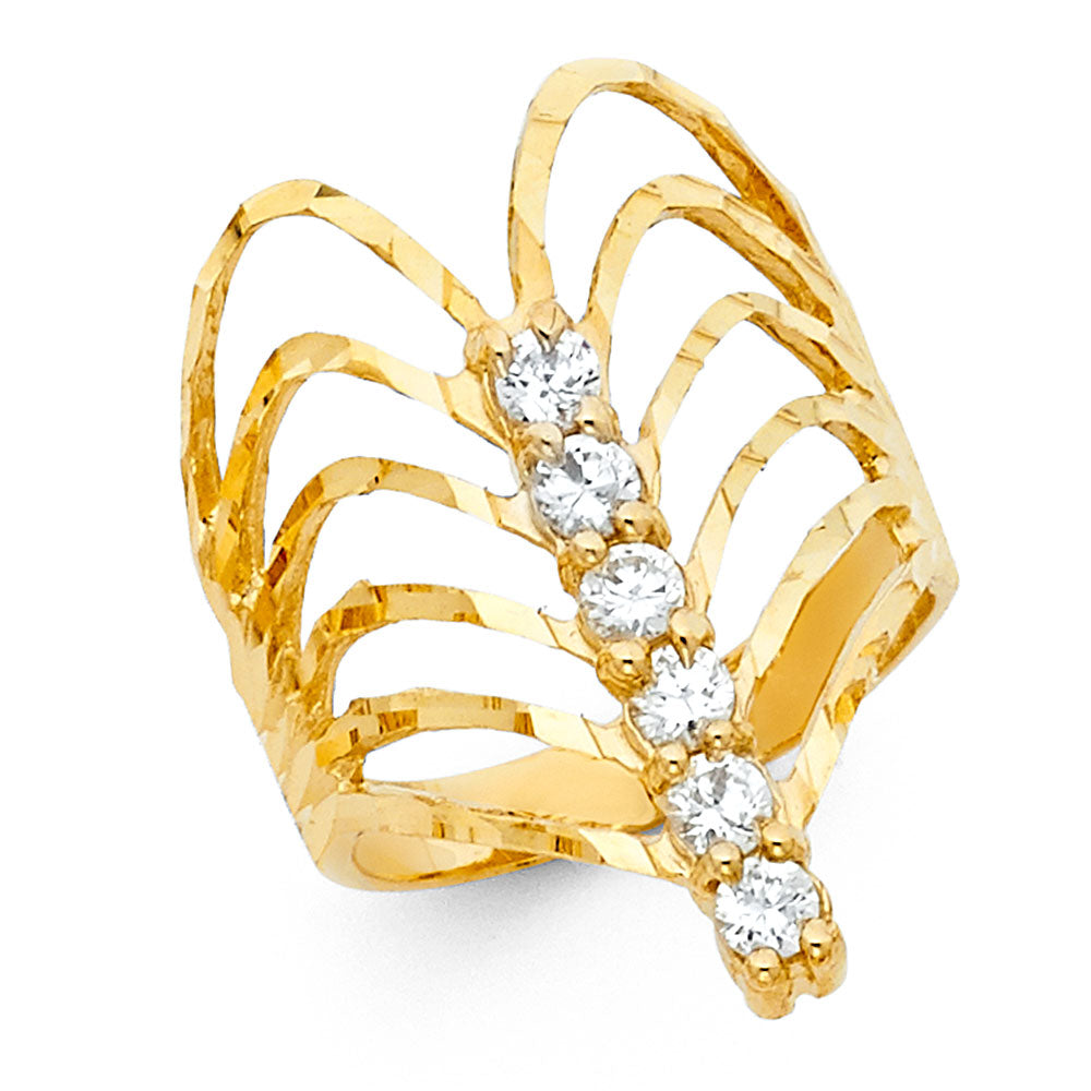 14K Solid Gold 6 Stone Semanario Womens Ring