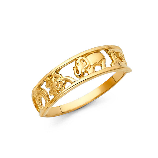 Anillo de símbolos de buena suerte de oro macizo de 14 quilates