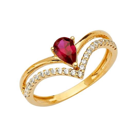 14k gold cz diana v shaped ring (2642)