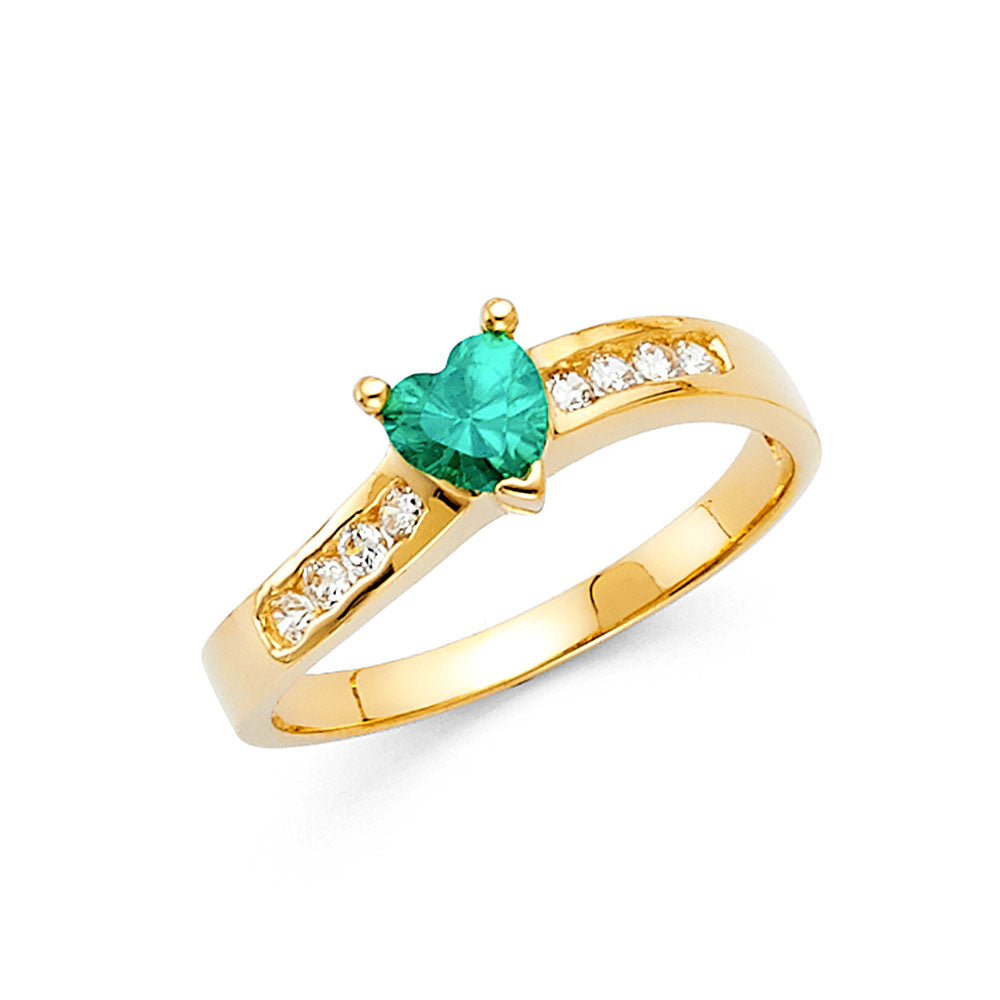 14k gold heart cz ring(red, green, pink) (329)
