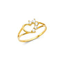 14K Gold Half-Heart CZ Baby Ring – Solid 14K yellow gold with half-heart design and colorful CZ accents. Available in white, pink, and red. Perfect for babies or as a dainty women’s pinky ring