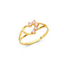 14K Gold Half-Heart CZ Baby Ring – Solid 14K yellow gold with half-heart design and colorful CZ accents. Available in white, pink, and red. Perfect for babies or as a dainty women’s pinky ring