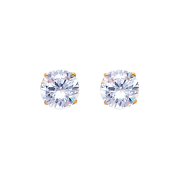 Pendientes de oro de 14 quilates con circonita cúbica redonda de 6 mm