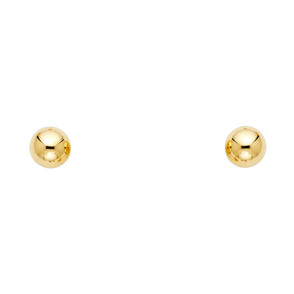 Aretes de bola de 6 mm en oro amarillo de 14 quilates (cierre de rosca)