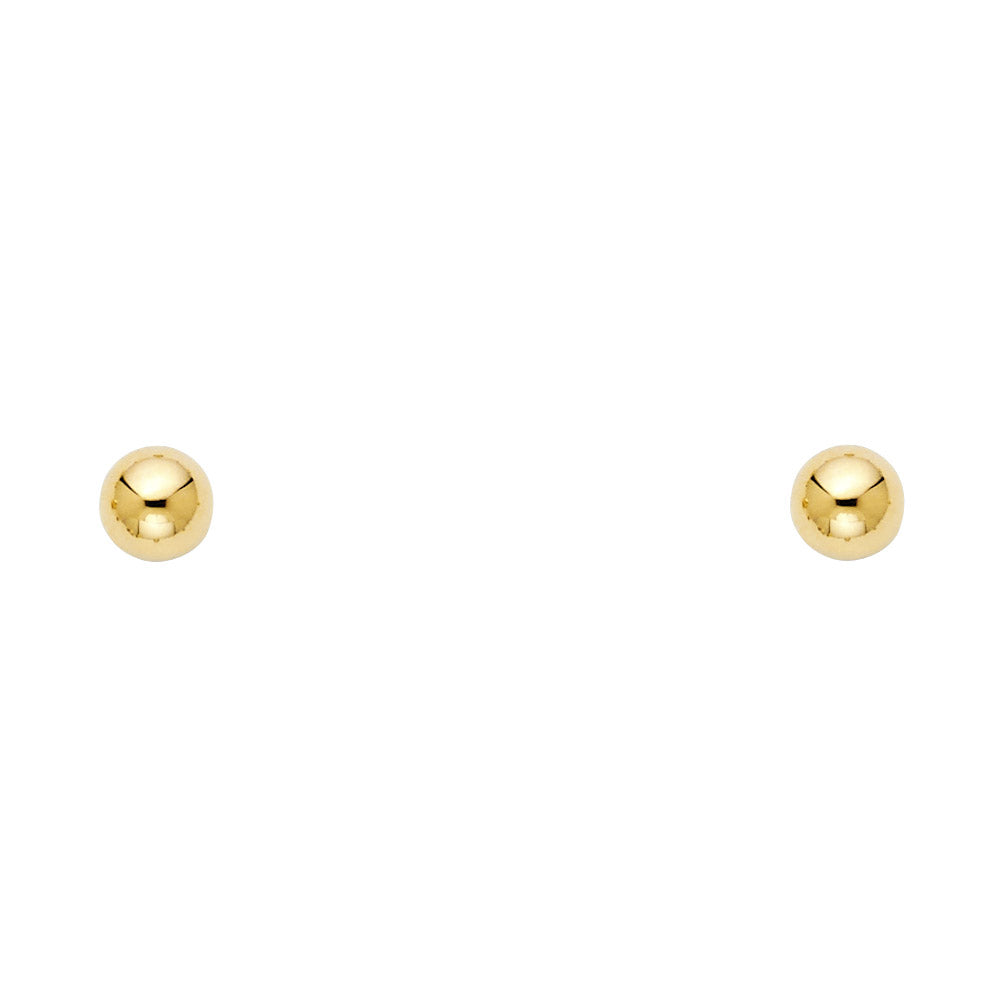 14K Gold 5mm Ball Stud Earrings (Screw Back)