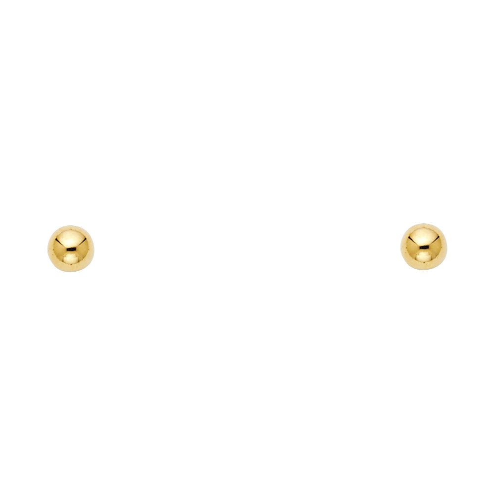 14K Gold 4mm Ball Stud Earrings (Screw Back)