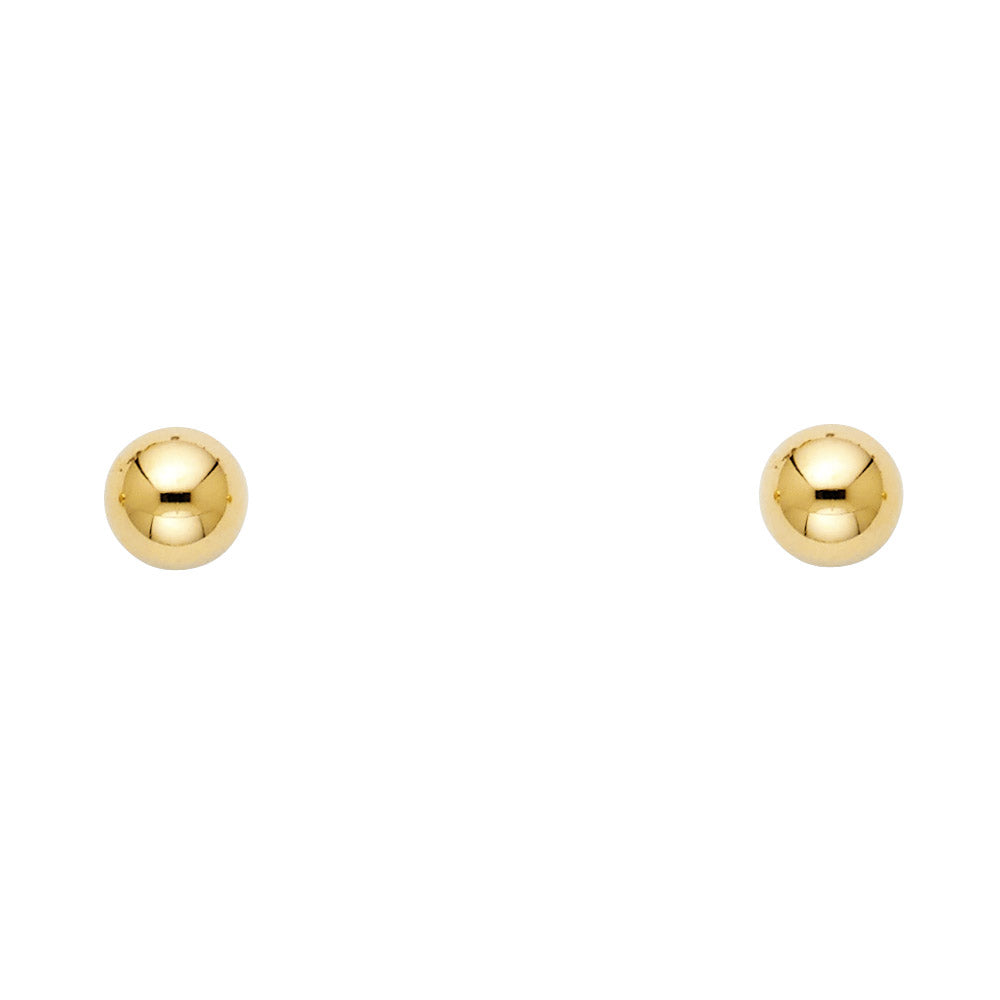 14K Gold 6mm Ball Stud Earrings (Butterfly Push Back)