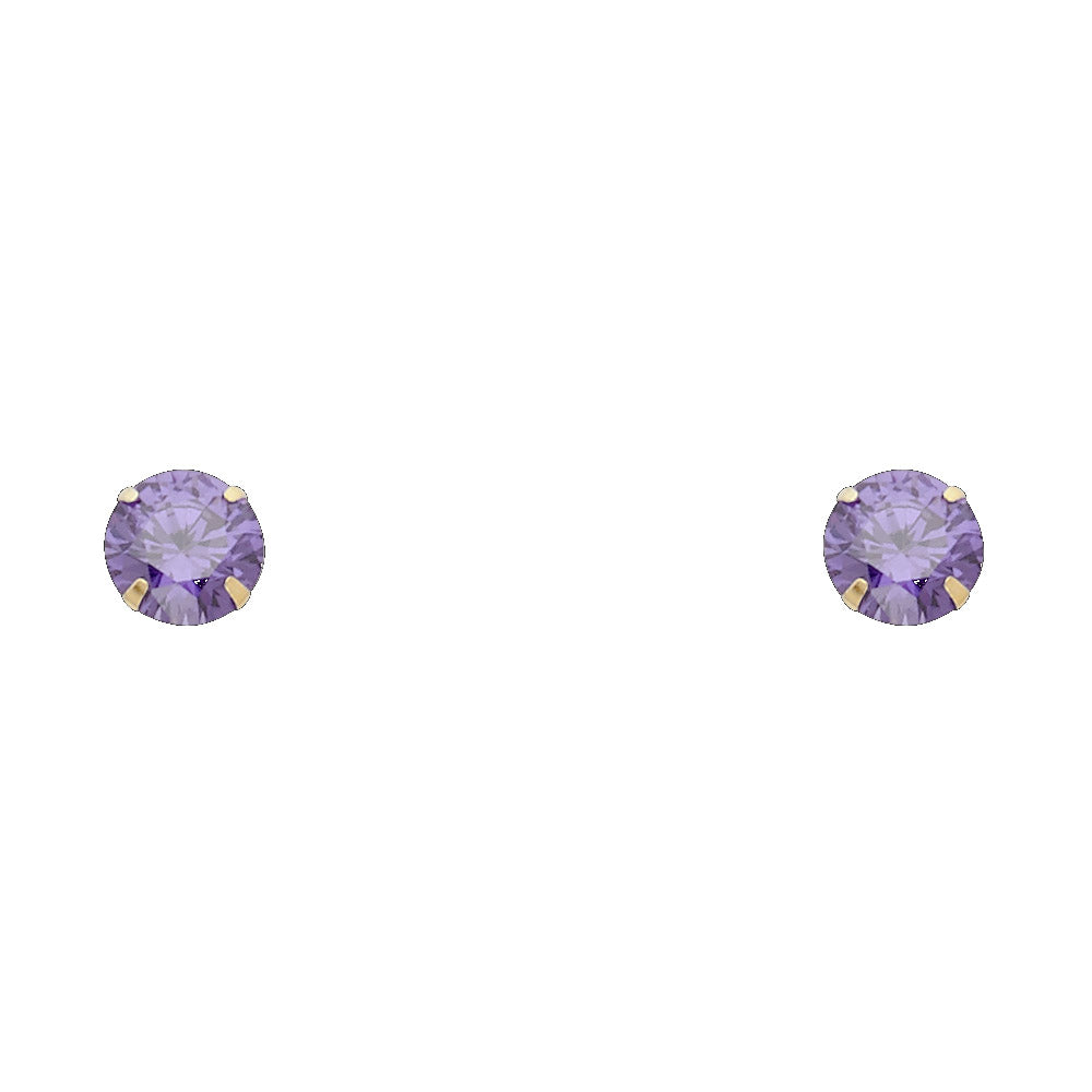 Pendientes de oro de 14 quilates con cierre de rosca y piedra natal de 6 mm