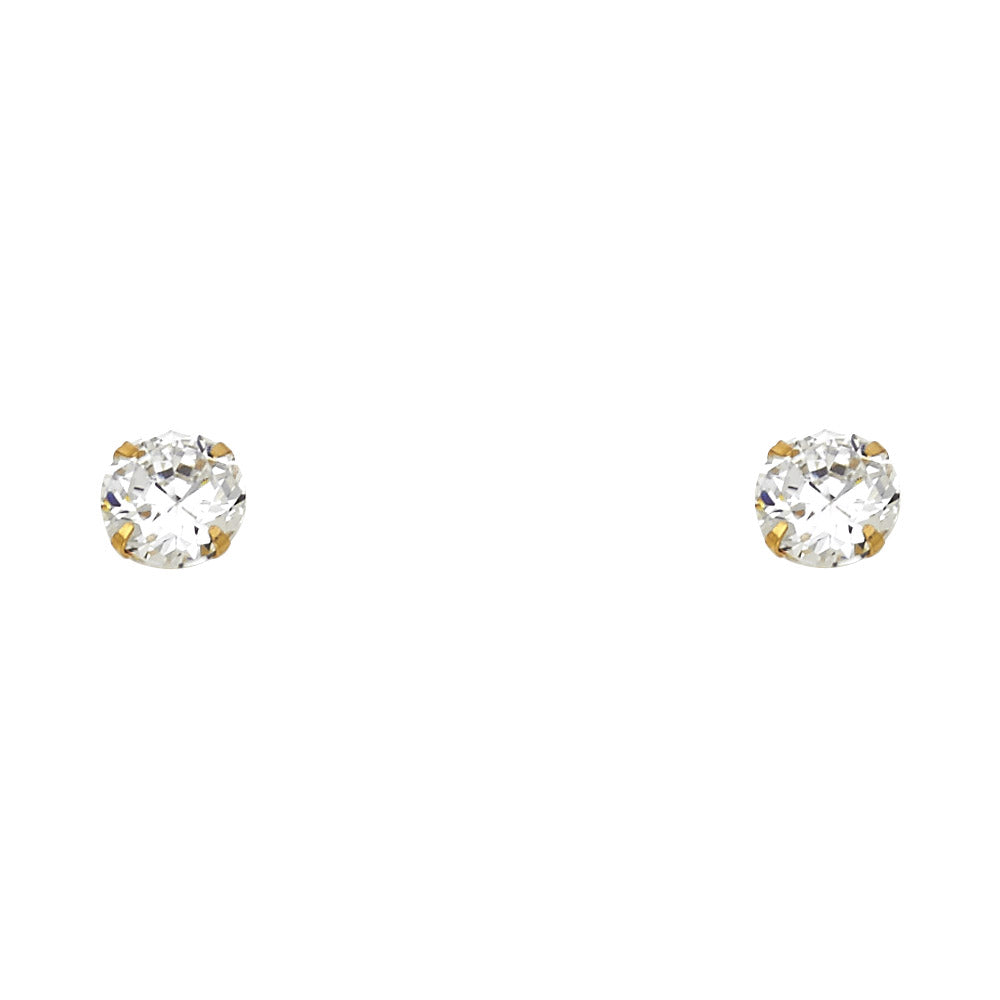 Pendientes de oro de 14 quilates con cierre de rosca y piedra natal de 6 mm