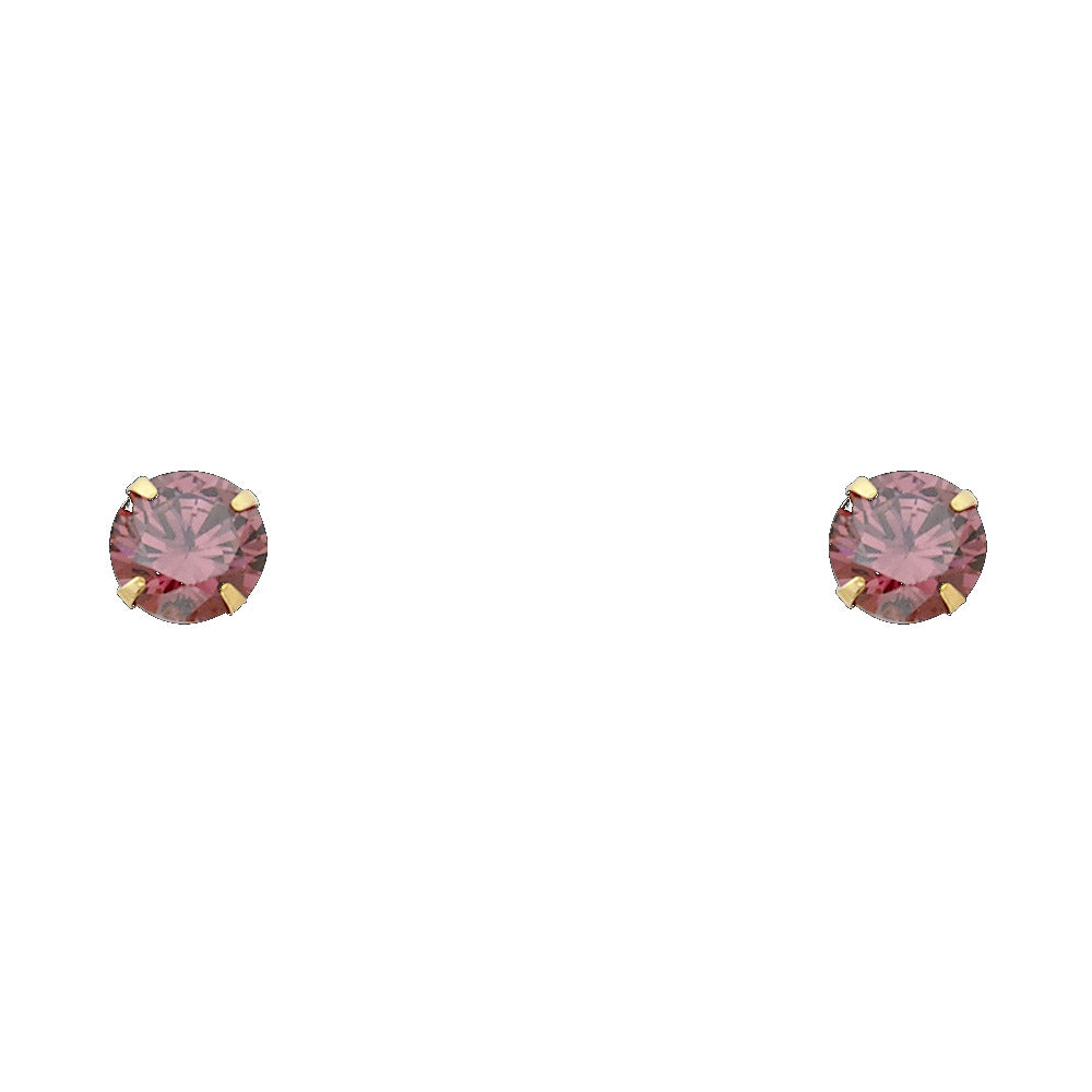 Pendientes de oro de 14 quilates con cierre de rosca y piedra natal de 6 mm