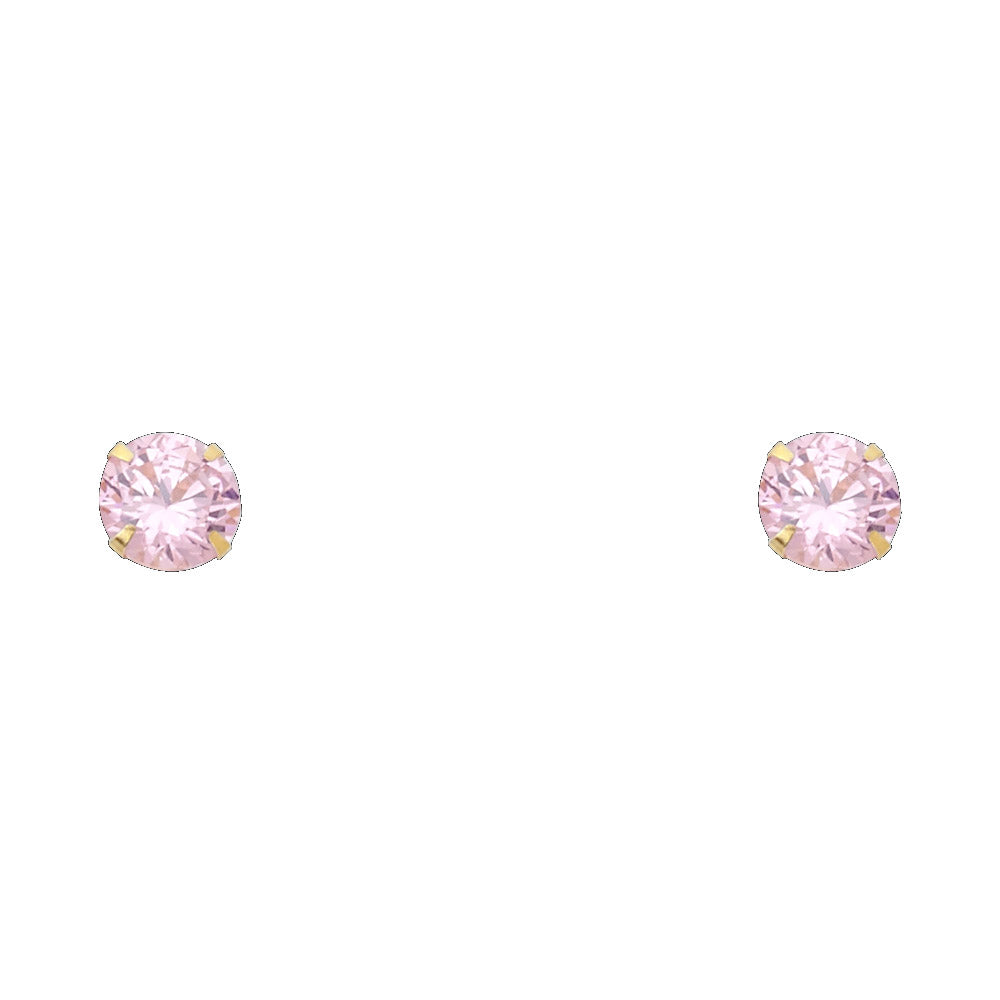 Pendientes de oro de 14 quilates con cierre de rosca y piedra natal de 6 mm
