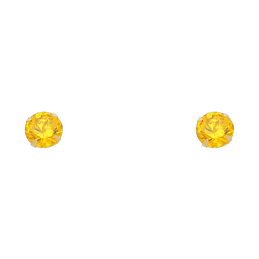 Pendientes de oro de 14 quilates con cierre de rosca y piedra natal de 6 mm