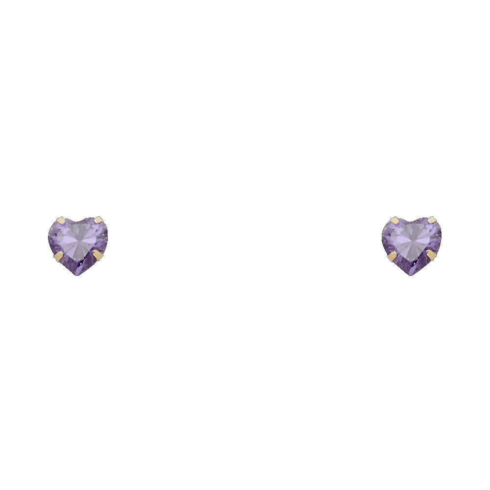 14K Gold 5mm Heart Birthstone Screw Back Stud Earrings