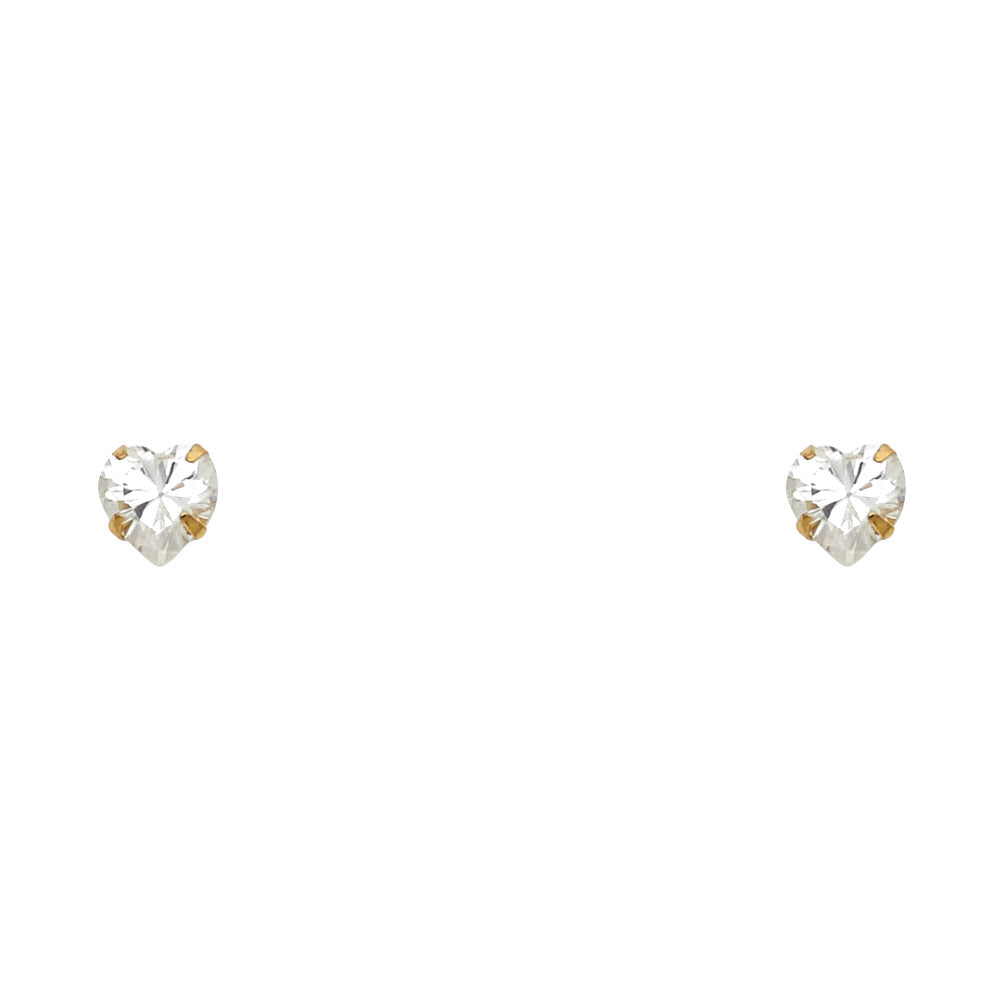 14K Gold 5mm Heart Birthstone Screw Back Stud Earrings