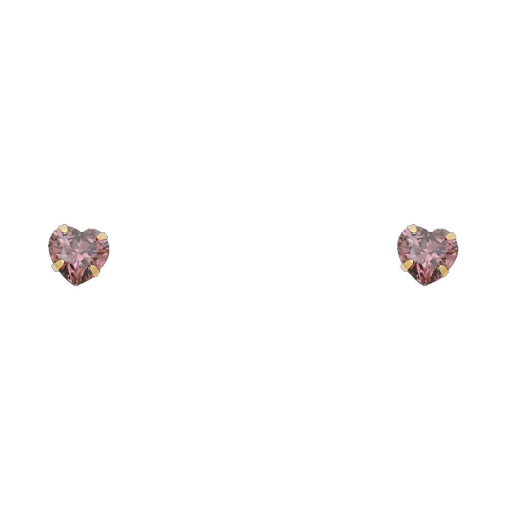 14K Gold 5mm Heart Birthstone Screw Back Stud Earrings
