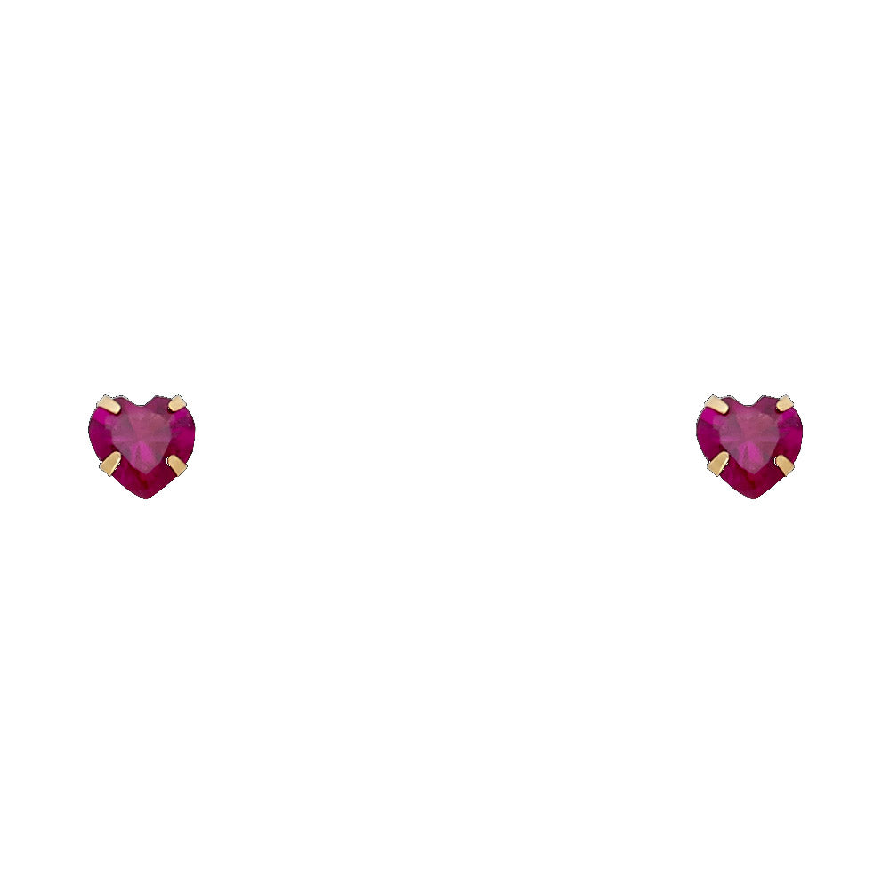 14K Gold 5mm Heart Birthstone Screw Back Stud Earrings