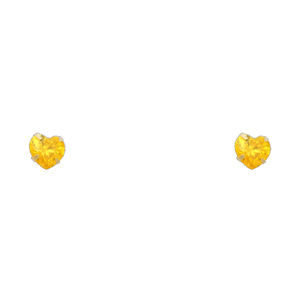 Pendientes de oro de 14 quilates con cierre de rosca y piedra de nacimiento de corazón de 5 mm