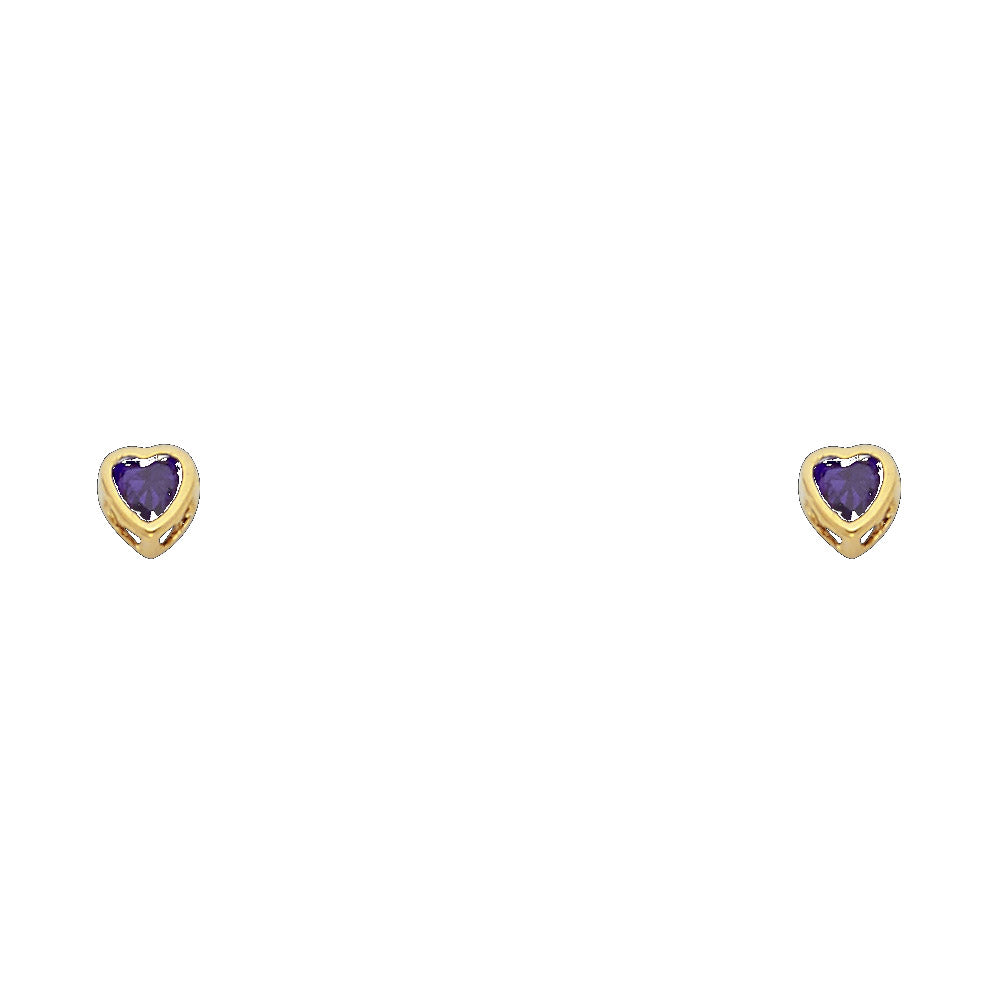 Little Love Birthstone Studs 3mm  — 14K Gold