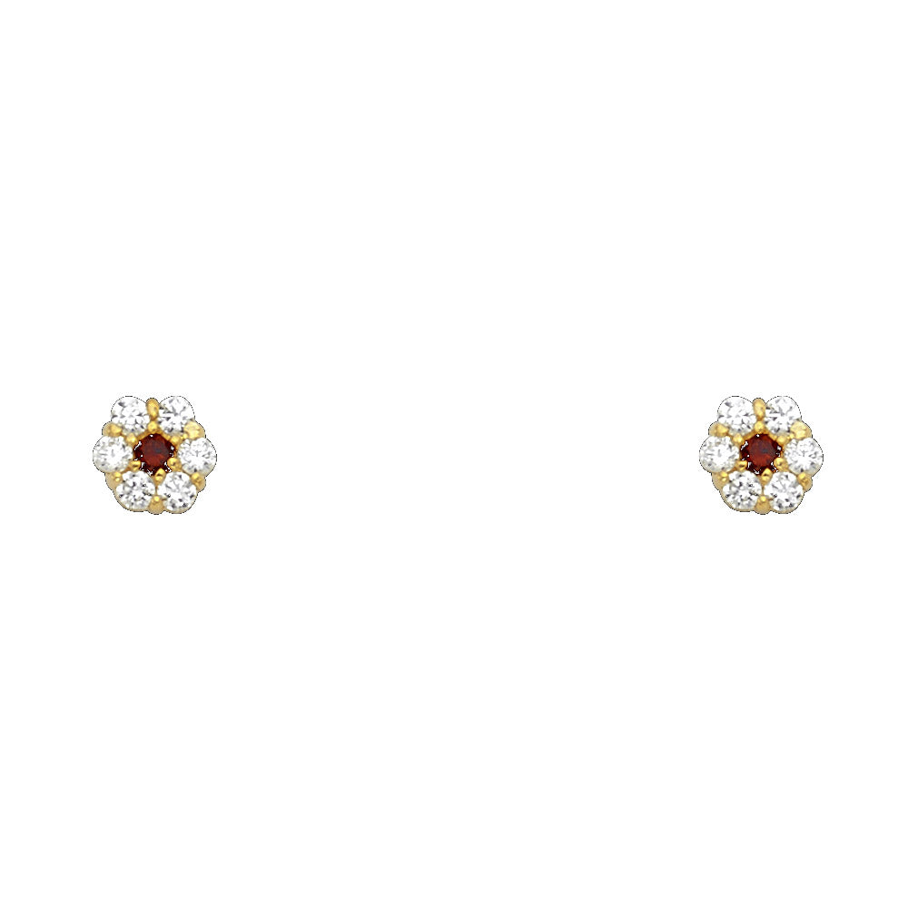 Little Bloom Birthstone Studs | 14K Gold
