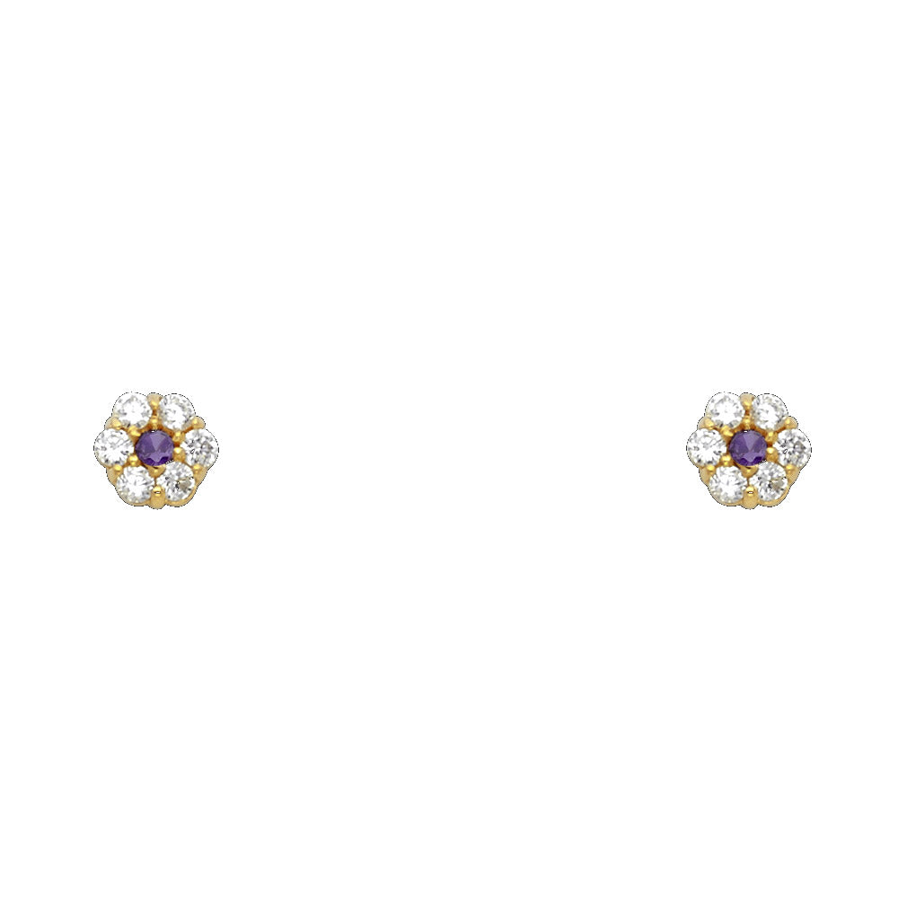 Little Bloom Birthstone Studs | 14K Gold