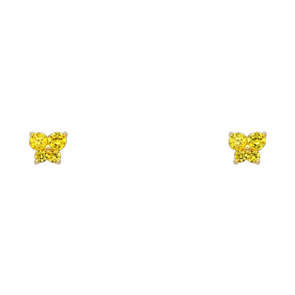 Little Flutter Birthstone Studs | 14K Gold