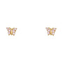 14K gold butterfly screw back earrings with pink CZ stones – secure screw back closure, dainty everyday stud