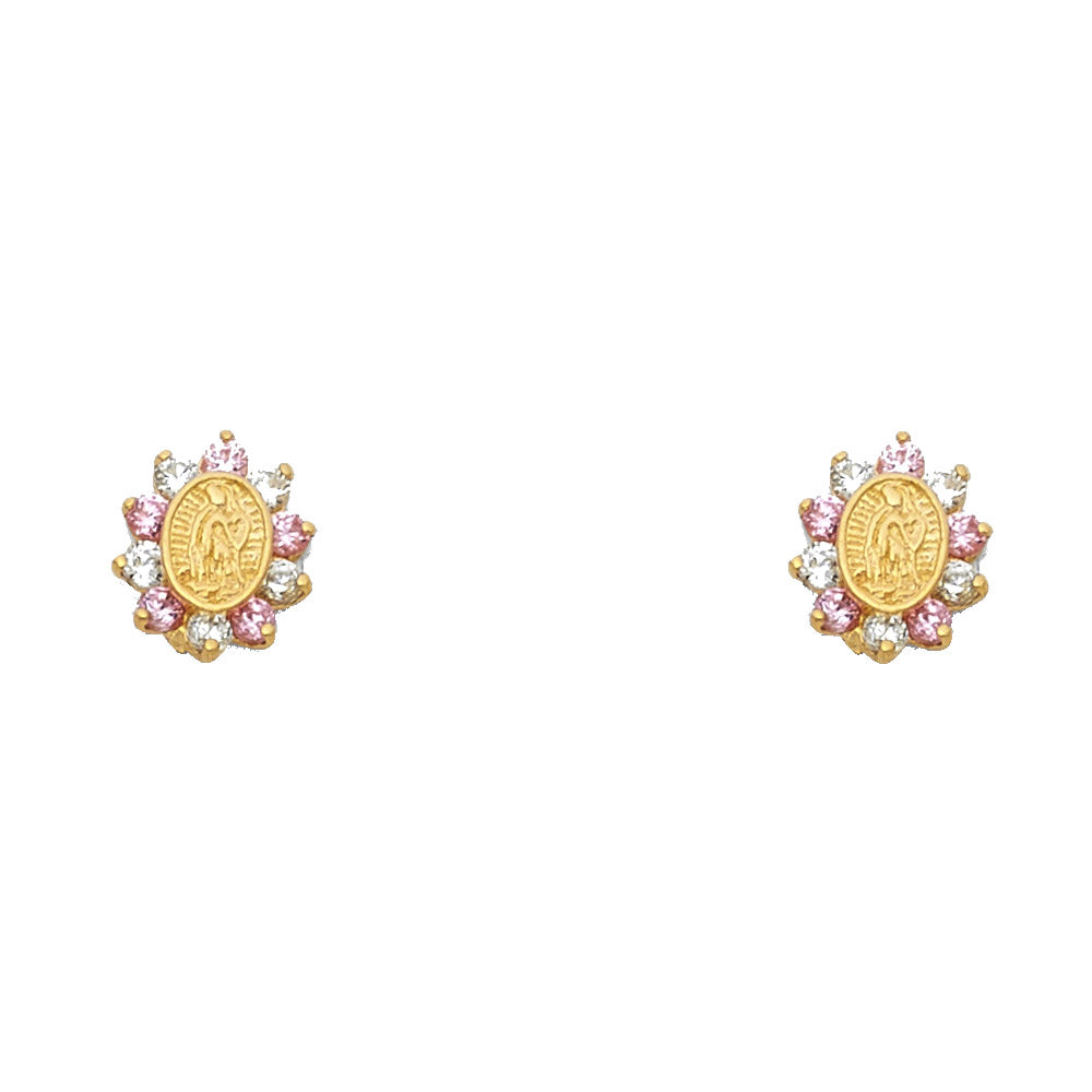 14K Pink CZ Guadalupe Stud Earrings