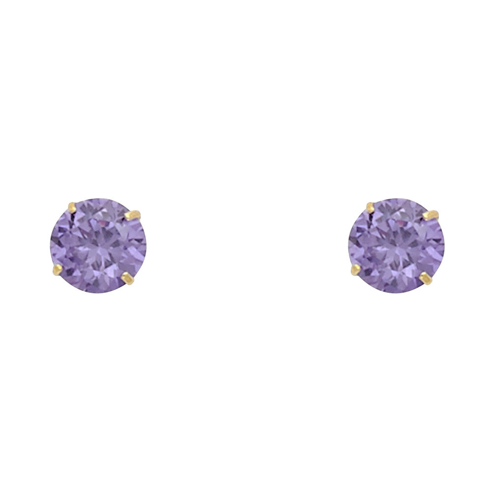 14K Gold 4mm Birthstone Basket Screw Back Stud Earrings