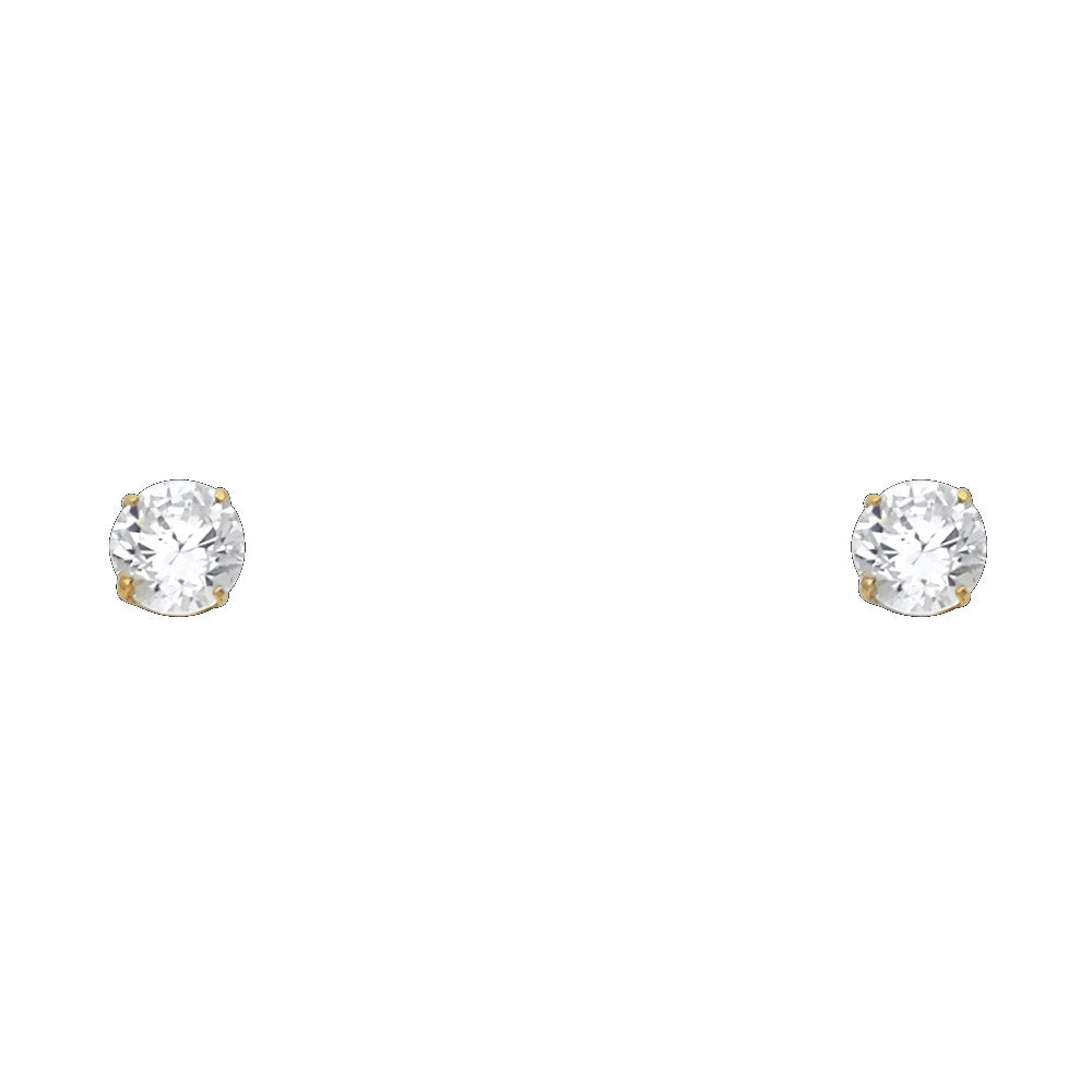14K Gold 4mm Birthstone Basket Screw Back Stud Earrings