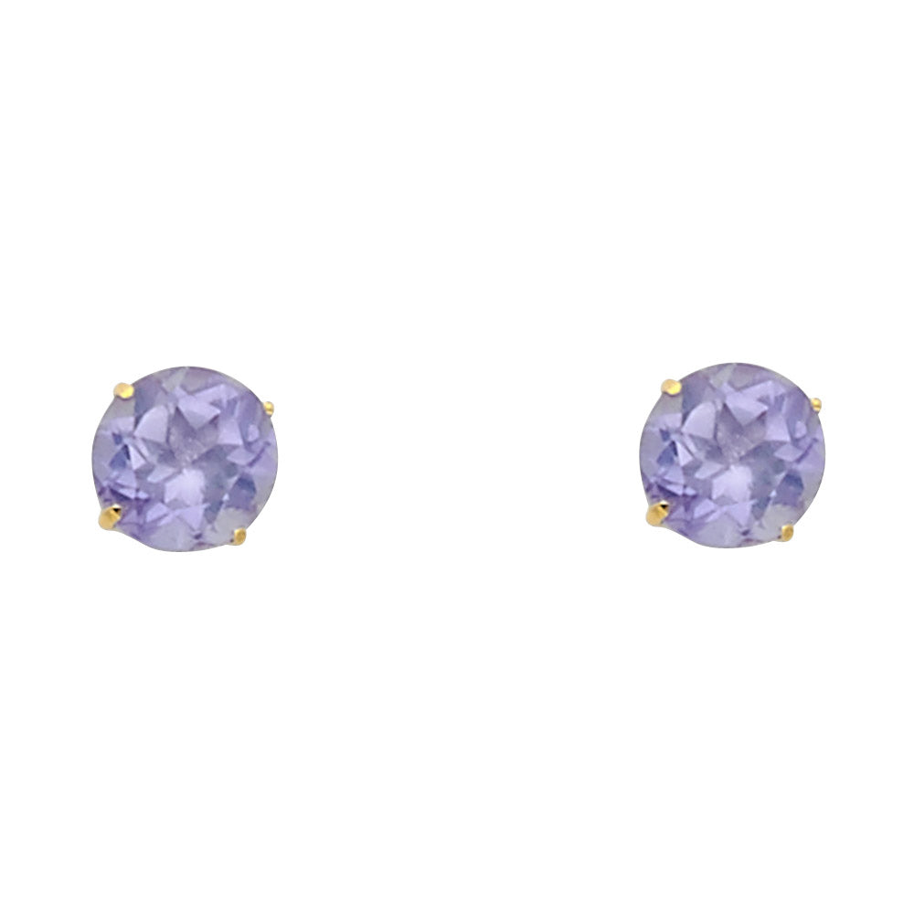 14K Gold 4mm Birthstone Basket Screw Back Stud Earrings