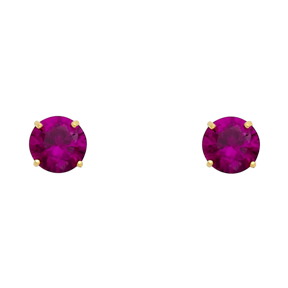 14K Gold 5mm Birthstone Basket Screw Back Stud Earrings
