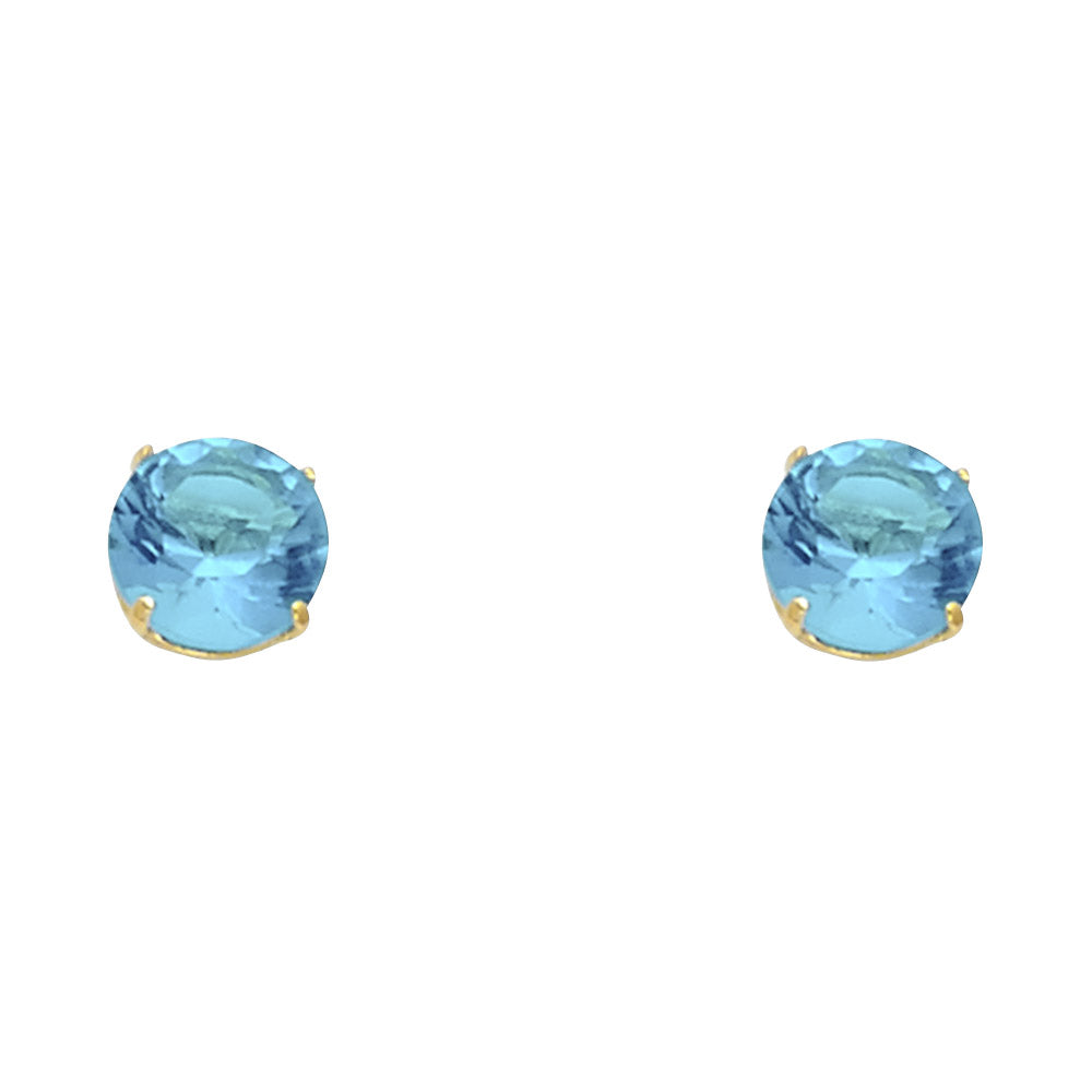 14K Gold 4mm Birthstone Basket Screw Back Stud Earrings