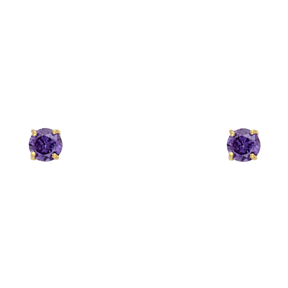 14K Gold 3mm Birthstone Basket Screw Back Stud Earrings
