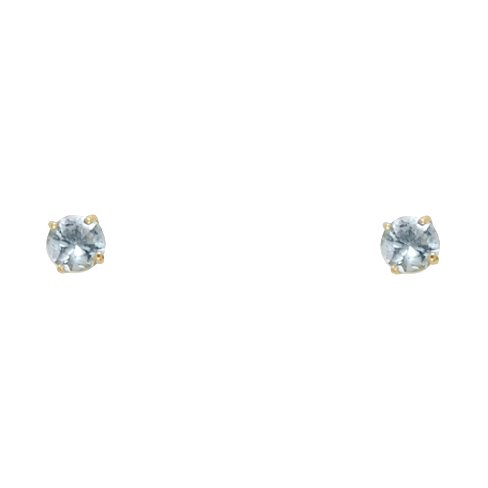 14K Gold 3mm Birthstone Basket Screw Back Stud Earrings