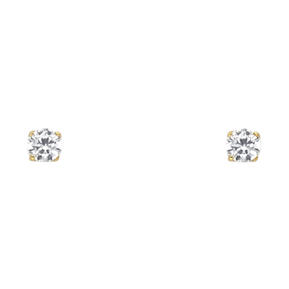 14K Gold 3mm Birthstone Basket Screw Back Stud Earrings