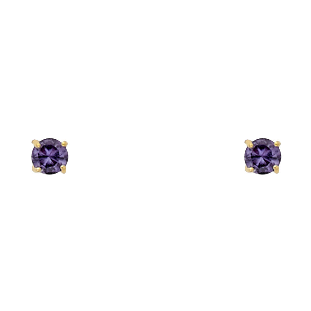 14K Gold 3mm Birthstone Basket Screw Back Stud Earrings