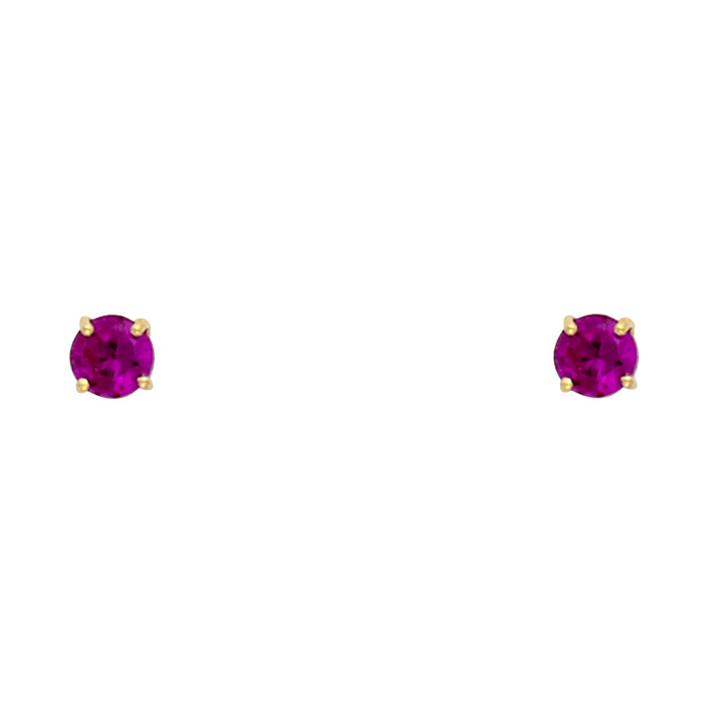 14K Gold 3mm Birthstone Basket Screw Back Stud Earrings