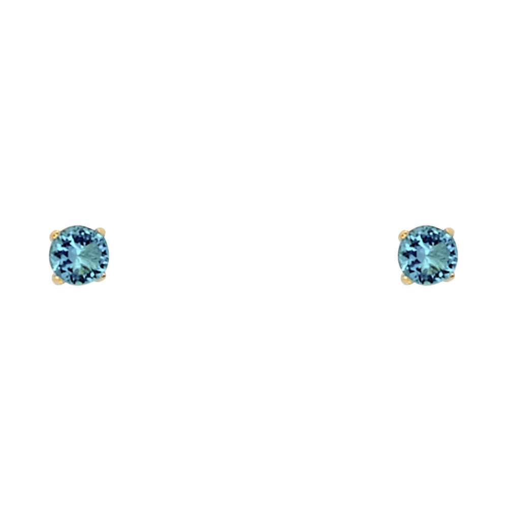 14K Gold 3mm Birthstone Basket Screw Back Stud Earrings