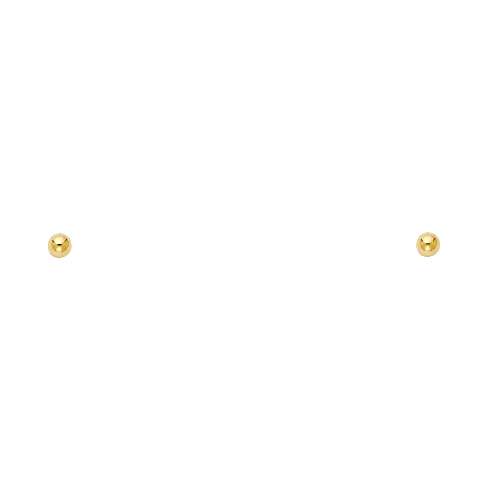 Pendientes de bola de 2 mm de oro de 14 quilates