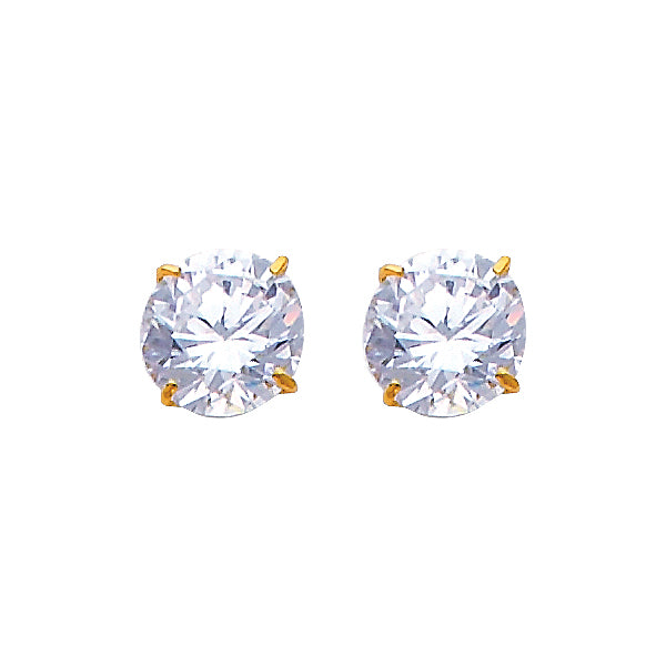 Pendientes de oro de 14 quilates con circonita cúbica redonda de 7 mm