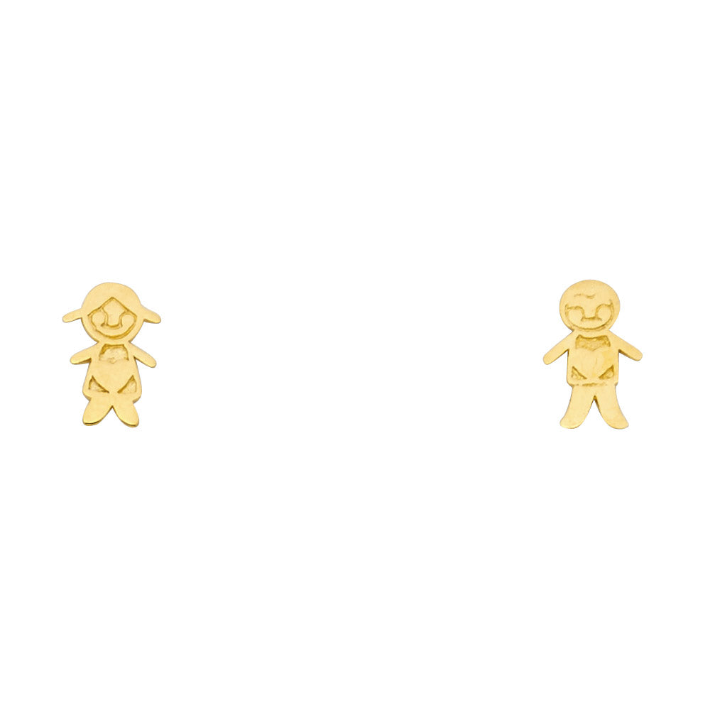 14K Gold Boy & Girl Earrings