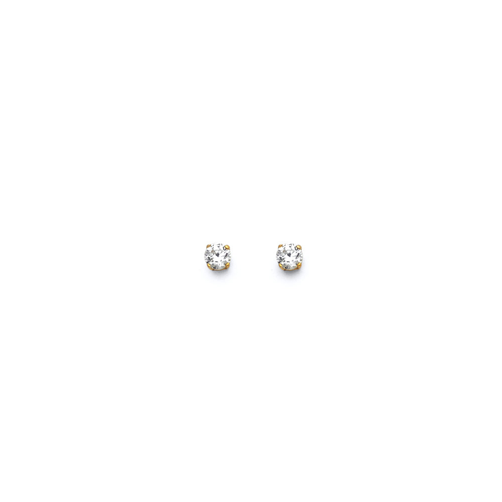 14K Gold 2MM Round CZ Earrings