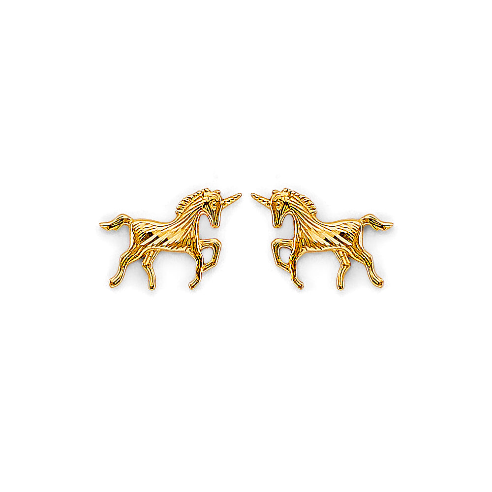 14K Gold Unicorn Stud Earrings