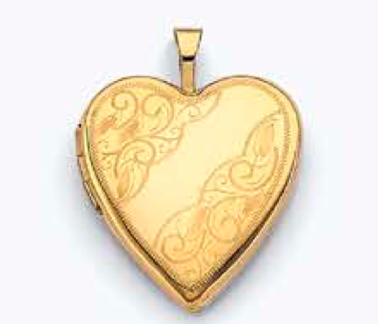 14k gold heart locket pendant with vintage design (619)